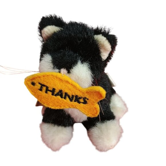 Boyds Head Bean Collection Cat Plush With Thanks Sign - Picture 1 of 5